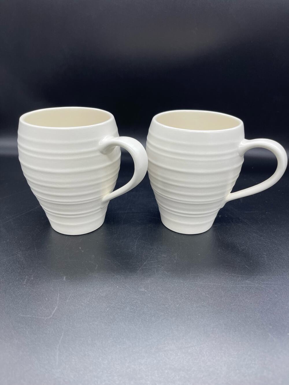 Mikasa White Swirl DJ100 Set of 2 Coffee Cups Mugs